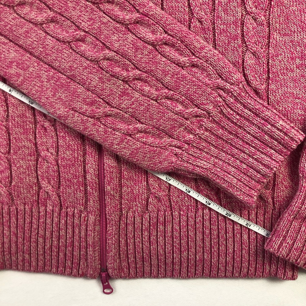 Lacoste pink cable knit zip wool cardigan Sz L 44 - Picture 8 of 8